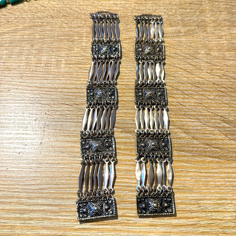 Bold Vintage Mexican Silver Bracelet with Aztec Design – Boho Chic